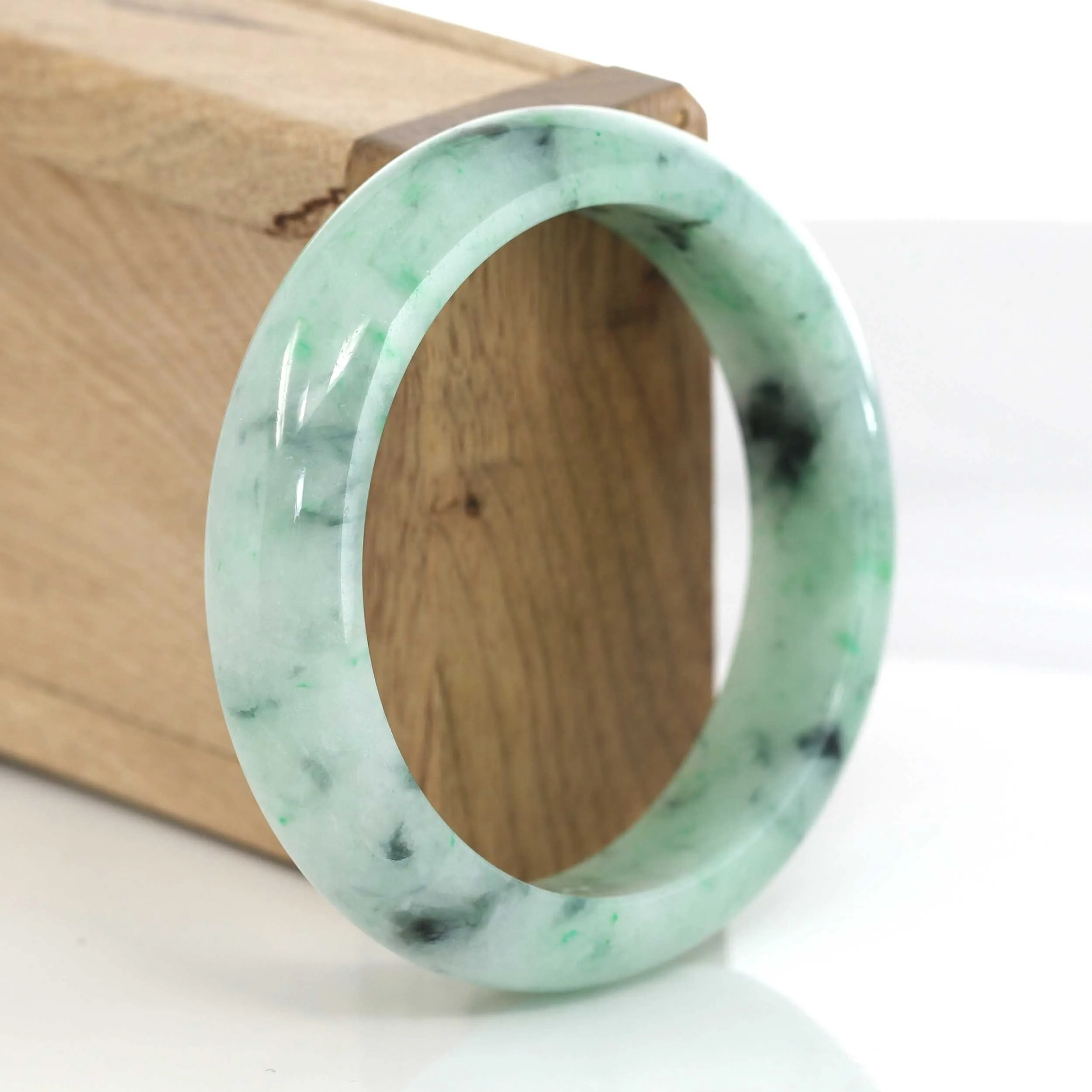 Classic Genuine Burmese Forest Green Jadeite Jade Bangle Bracelet (56.51 mm) #632