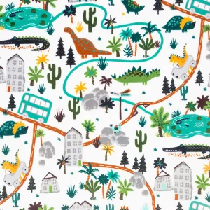 Cuddle® Prints - Dinoland Kiwi Digitally Printed Minky Yardage