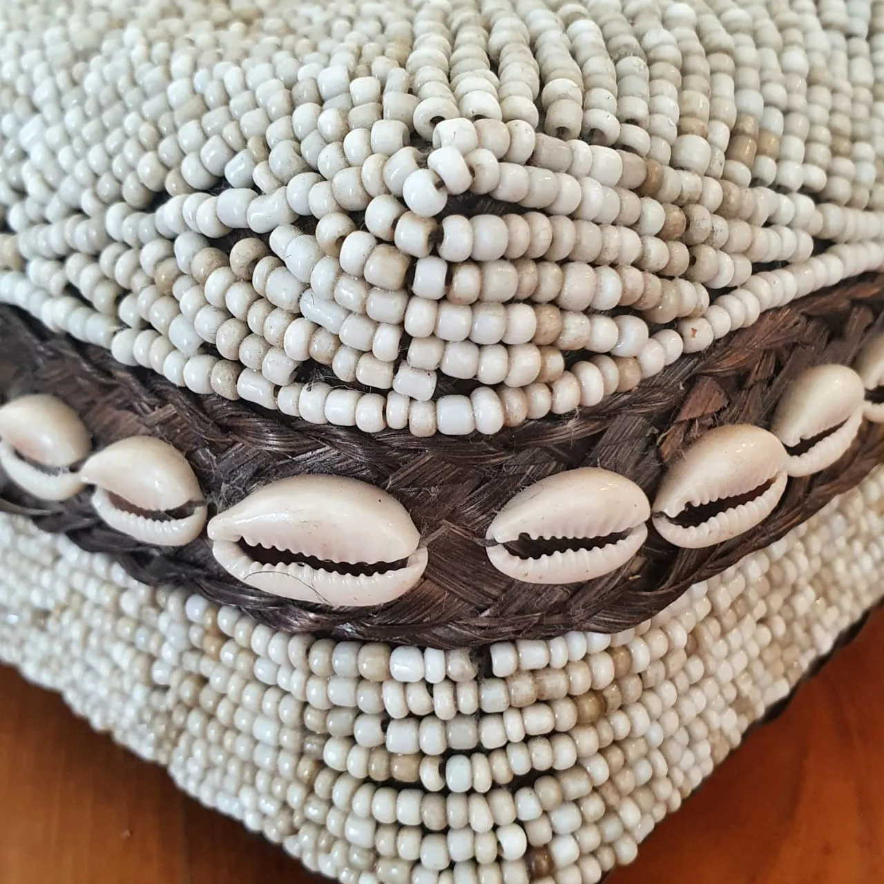 Dark Brown Bamboo Box With Bead And Shell