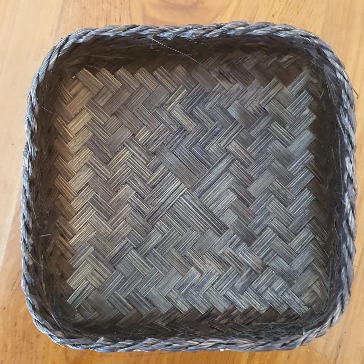 Dark Brown Bamboo Box With Bead And Shell