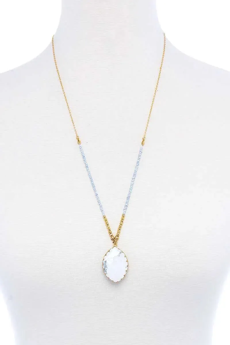Designer Fashion Beaded And Stone Pendant Necklace