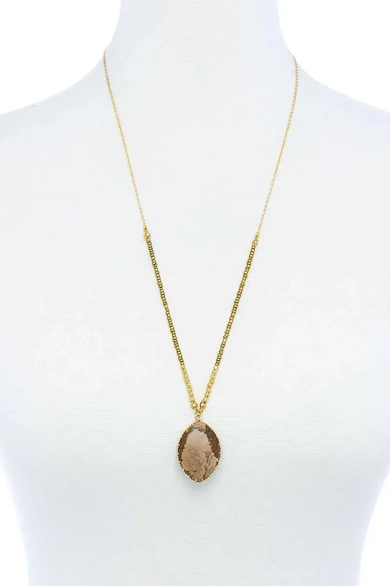Designer Fashion Beaded And Stone Pendant Necklace