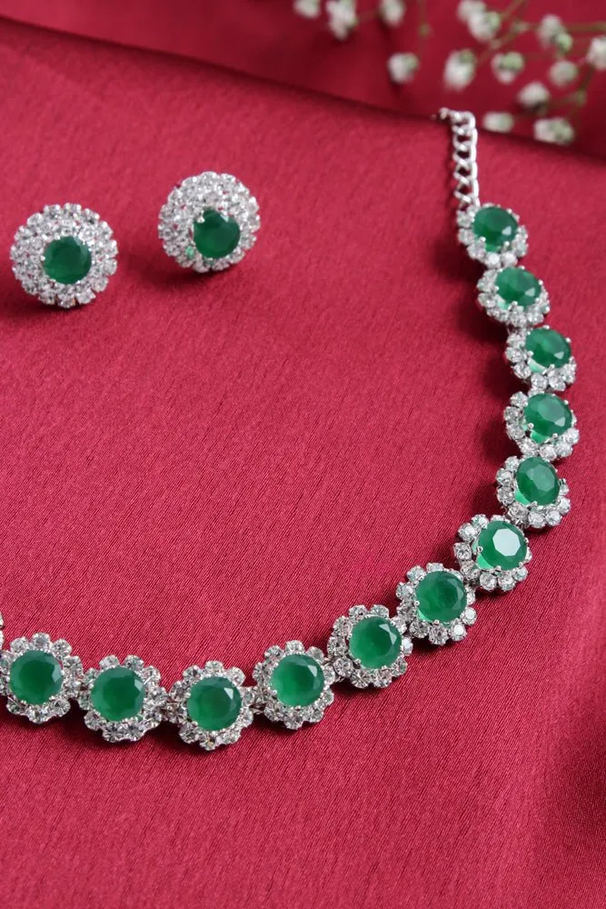 Designer Green Stone Flower Choker