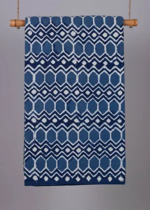 Diamond In The Rough Waters Indigo Cotton Hand Block Printed Fabric
