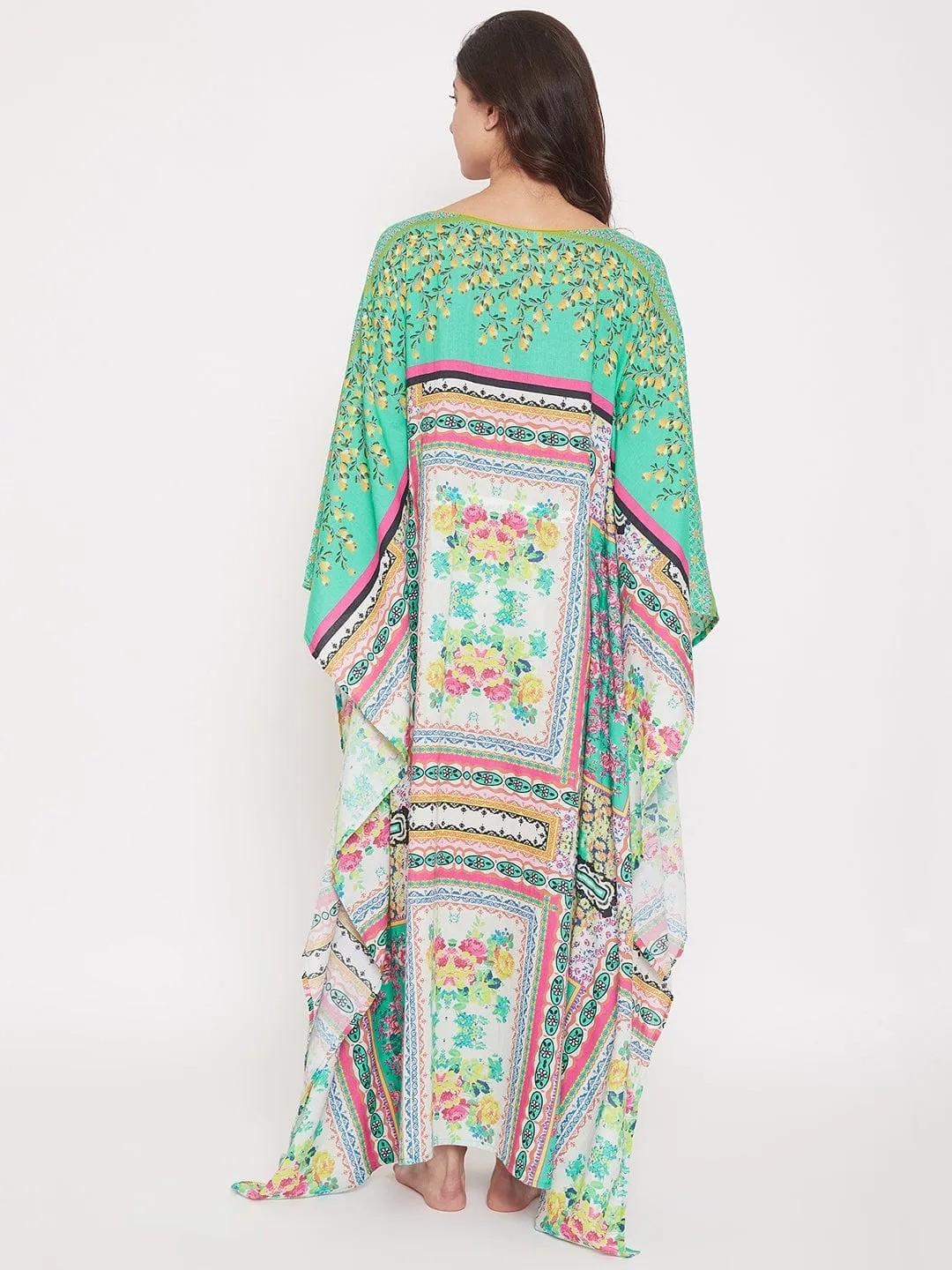 Digital Printed Floral Cotton Maxi Kaftan (Final Sale)