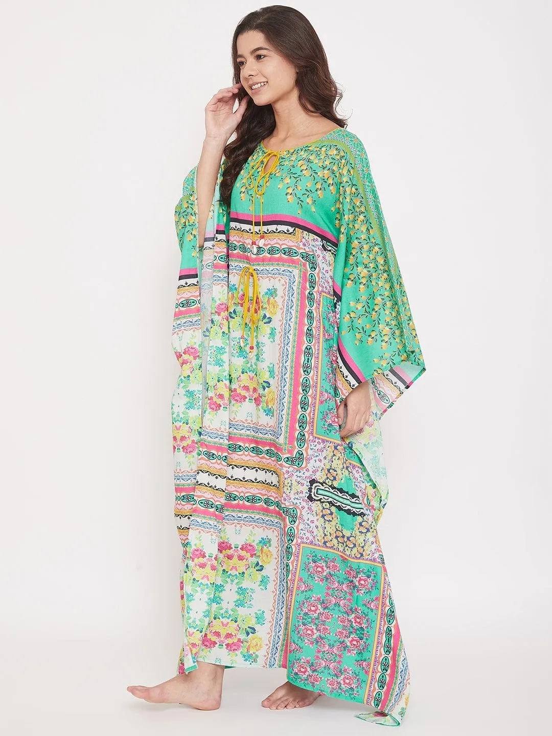 Digital Printed Floral Cotton Maxi Kaftan (Final Sale)