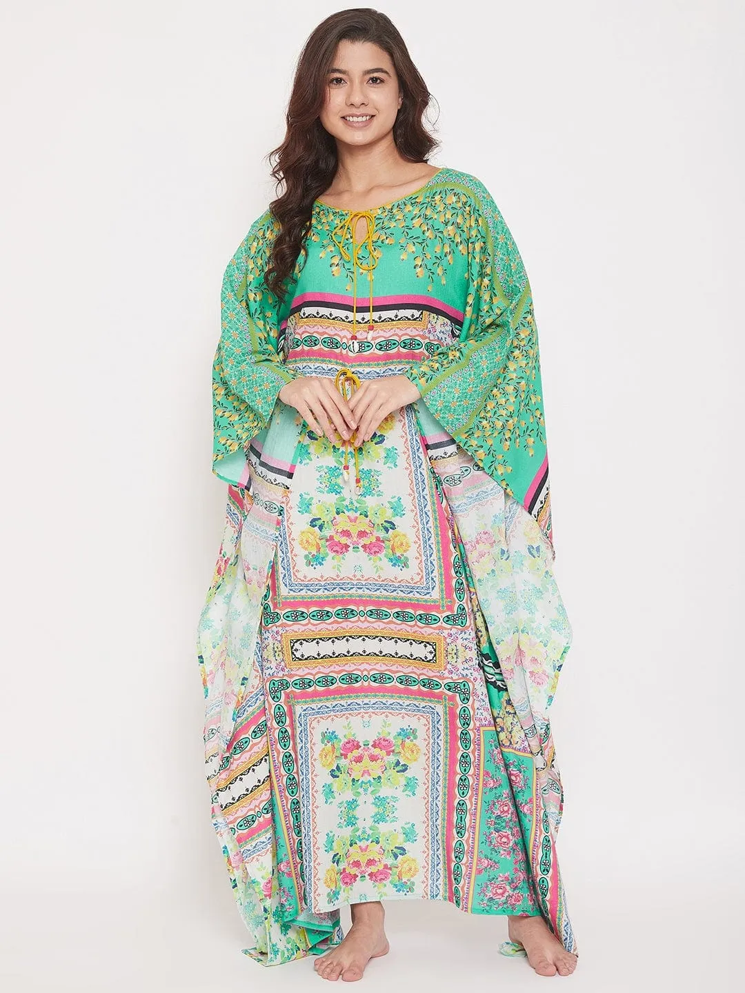Digital Printed Floral Cotton Maxi Kaftan (Final Sale)