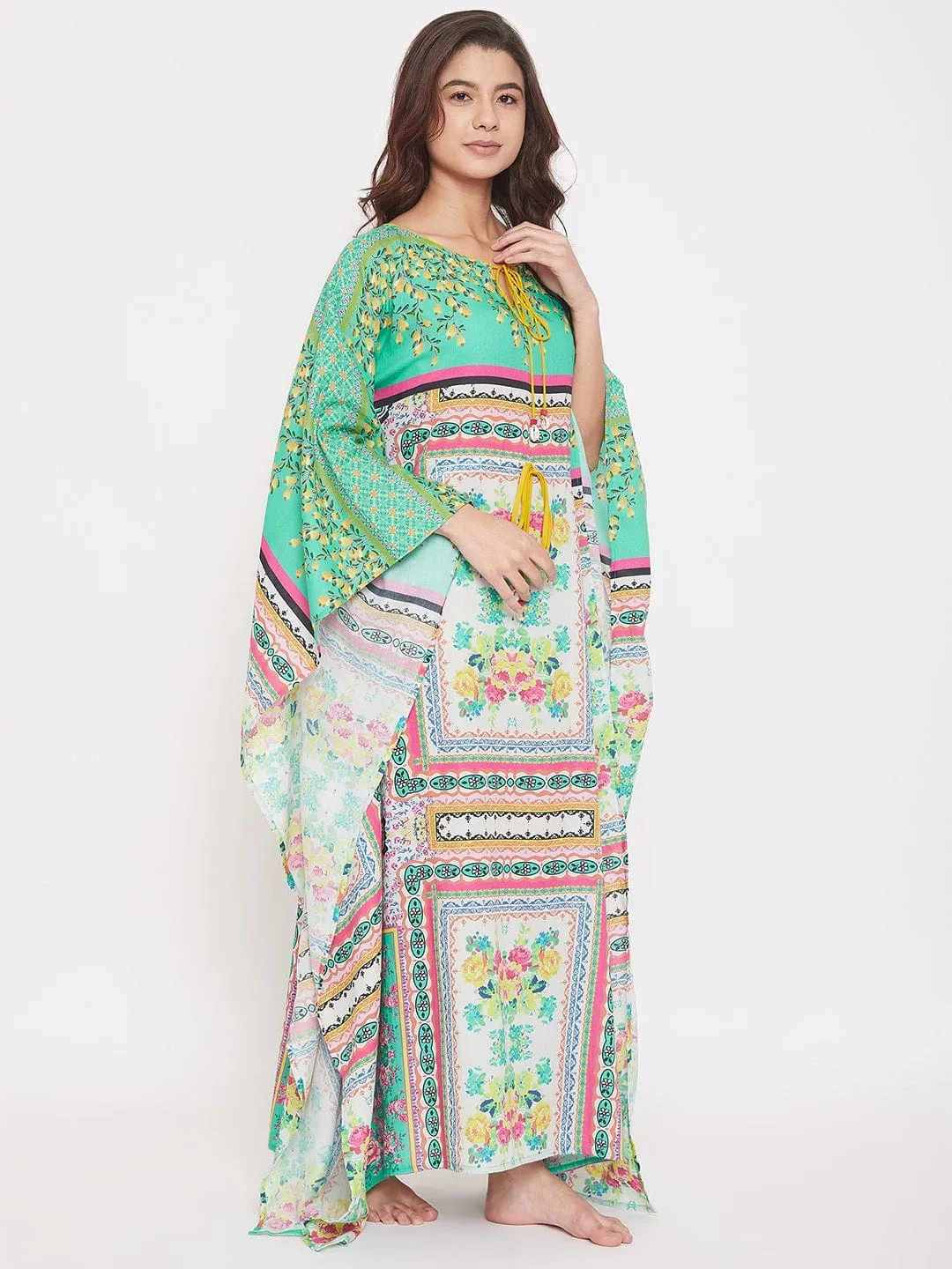 Digital Printed Floral Cotton Maxi Kaftan (Final Sale)