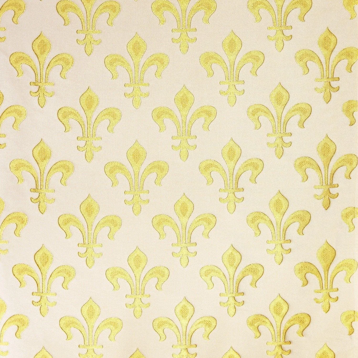 Fleur de Lys Brocade - White & Gold