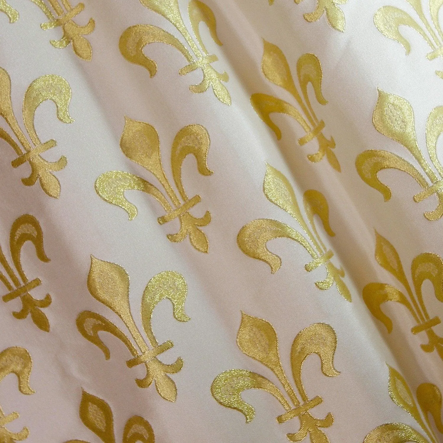 Fleur de Lys Brocade - White & Gold