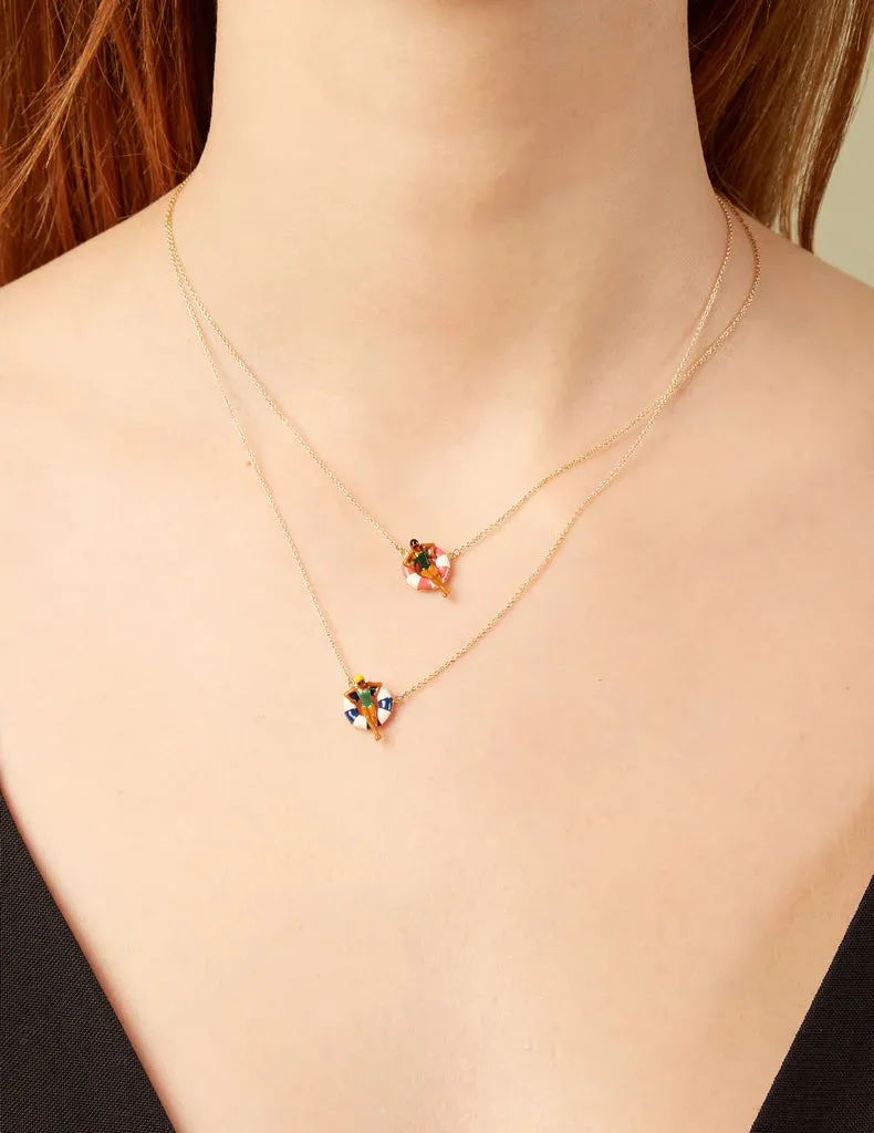 Flotadora Necklace in Yellow Gold and Bubblegum Pink Enamel