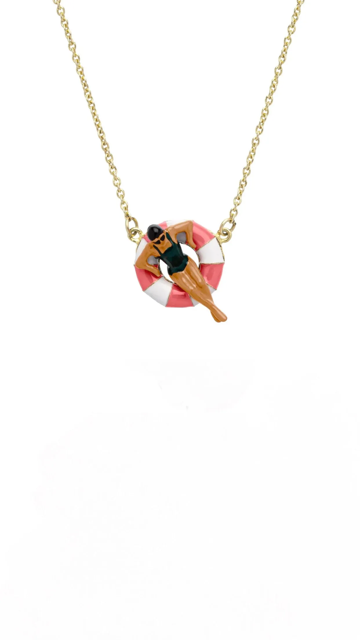 Flotadora Necklace in Yellow Gold and Bubblegum Pink Enamel
