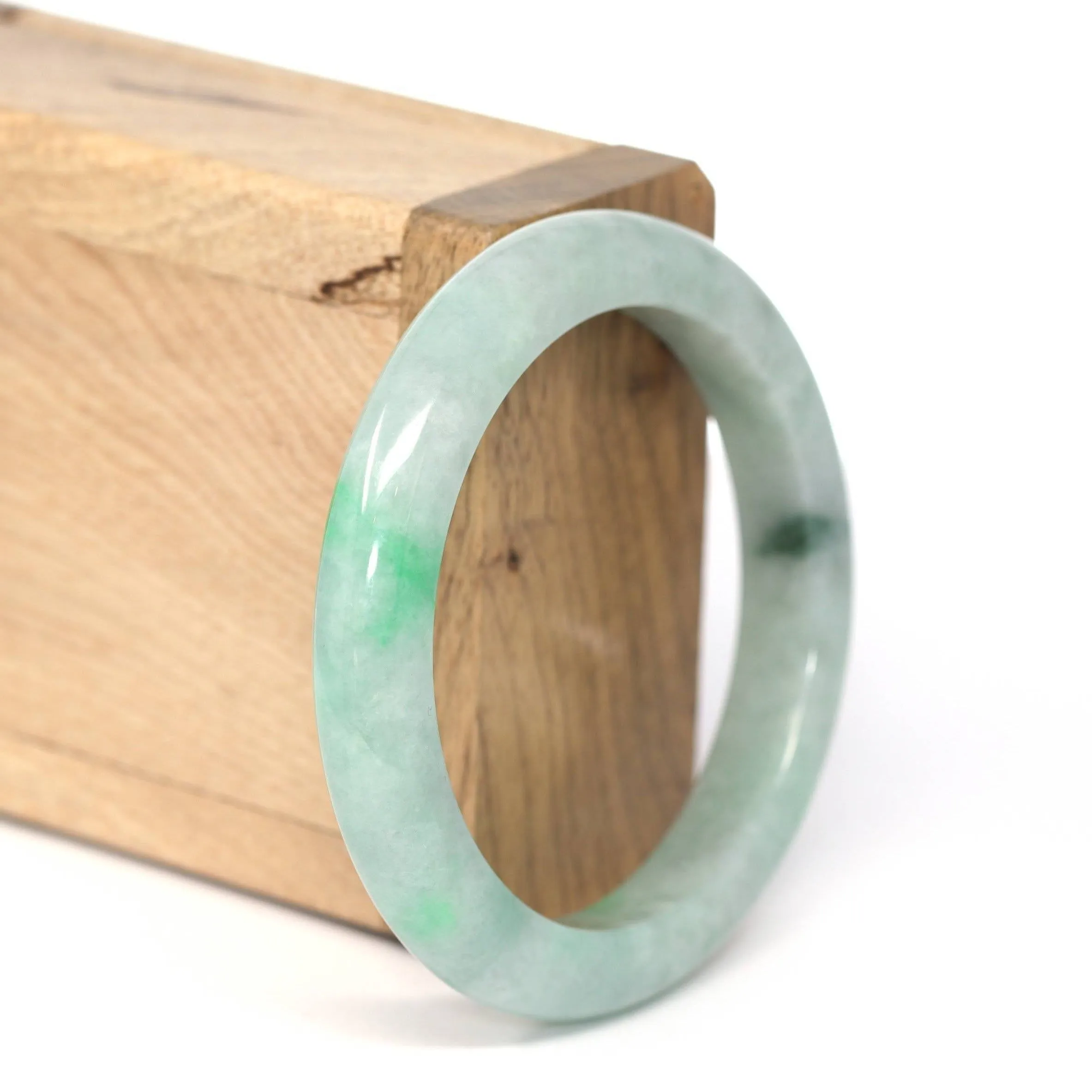 Genuine Burmese Forest Green Jadeite Jade Bangle Bracelet (53.83 mm) #221