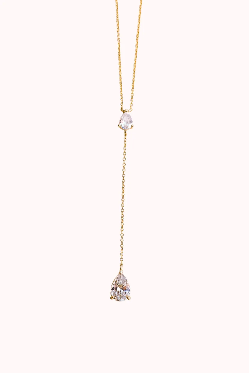 Georgina Pear Cut Lariat Necklace