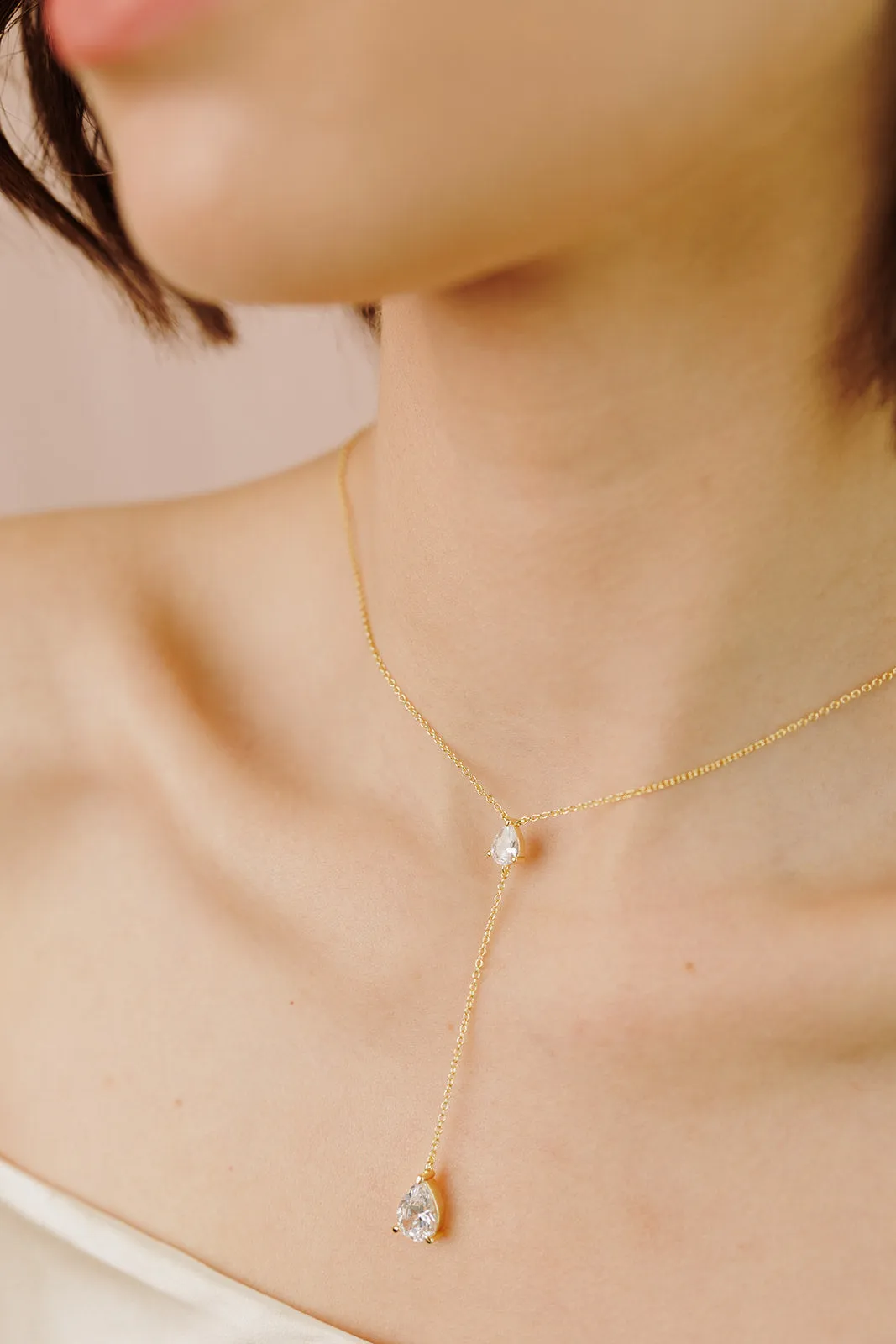 Georgina Pear Cut Lariat Necklace