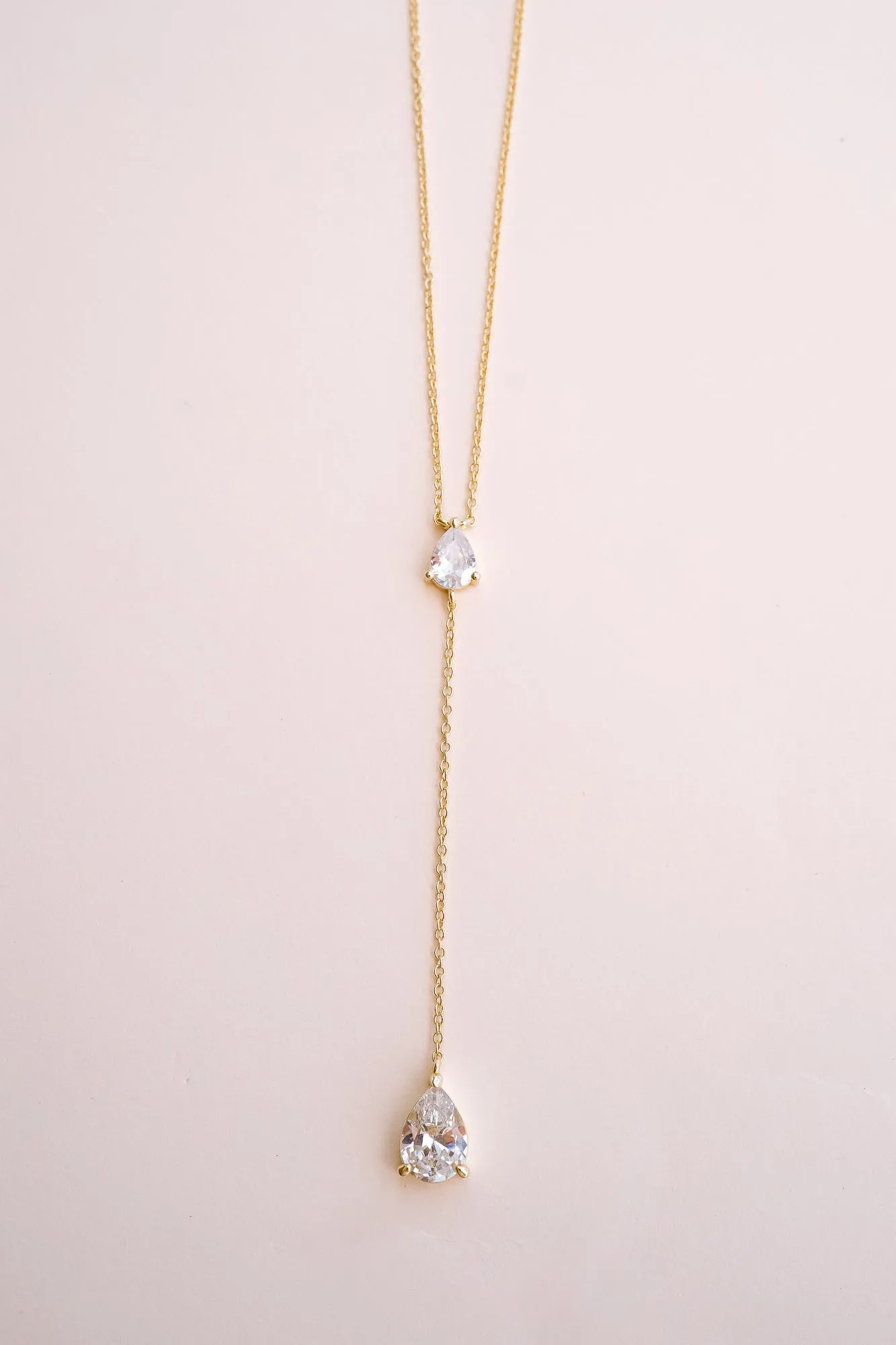 Georgina Pear Cut Lariat Necklace