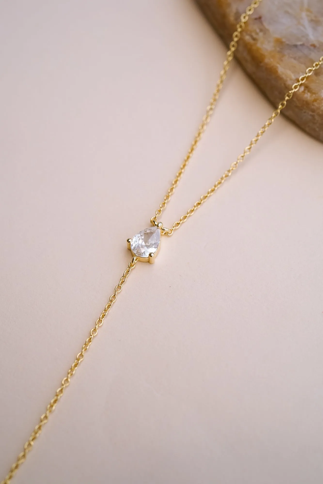 Georgina Pear Cut Lariat Necklace