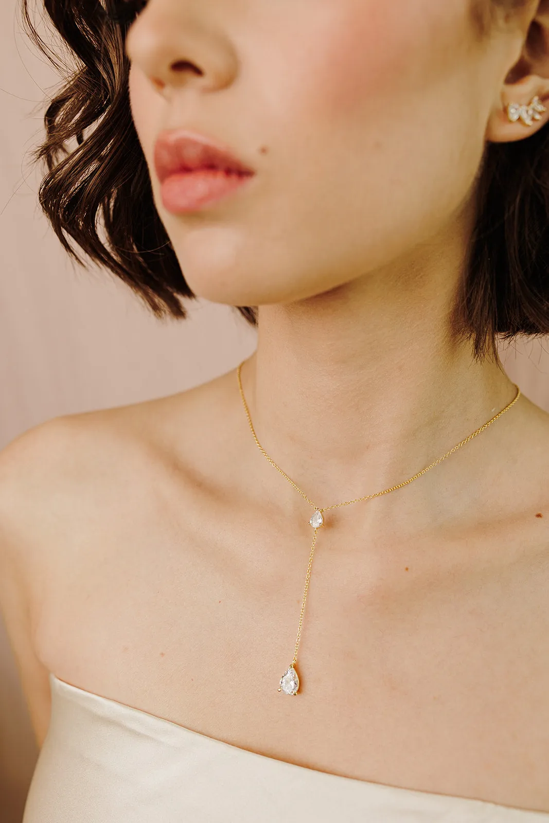 Georgina Pear Cut Lariat Necklace