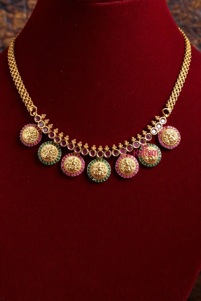 Goddess Red Green Stone Short Necklace