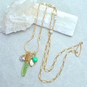Green Kyanite, Turquoise, & Silverite Necklace #8063