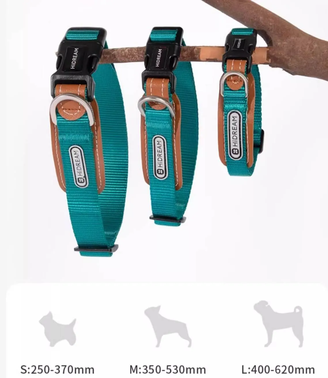 HiDREAM Simple and Durable Multi-functional Nylon Leather Dog Collar for All Size Dogs 40kg