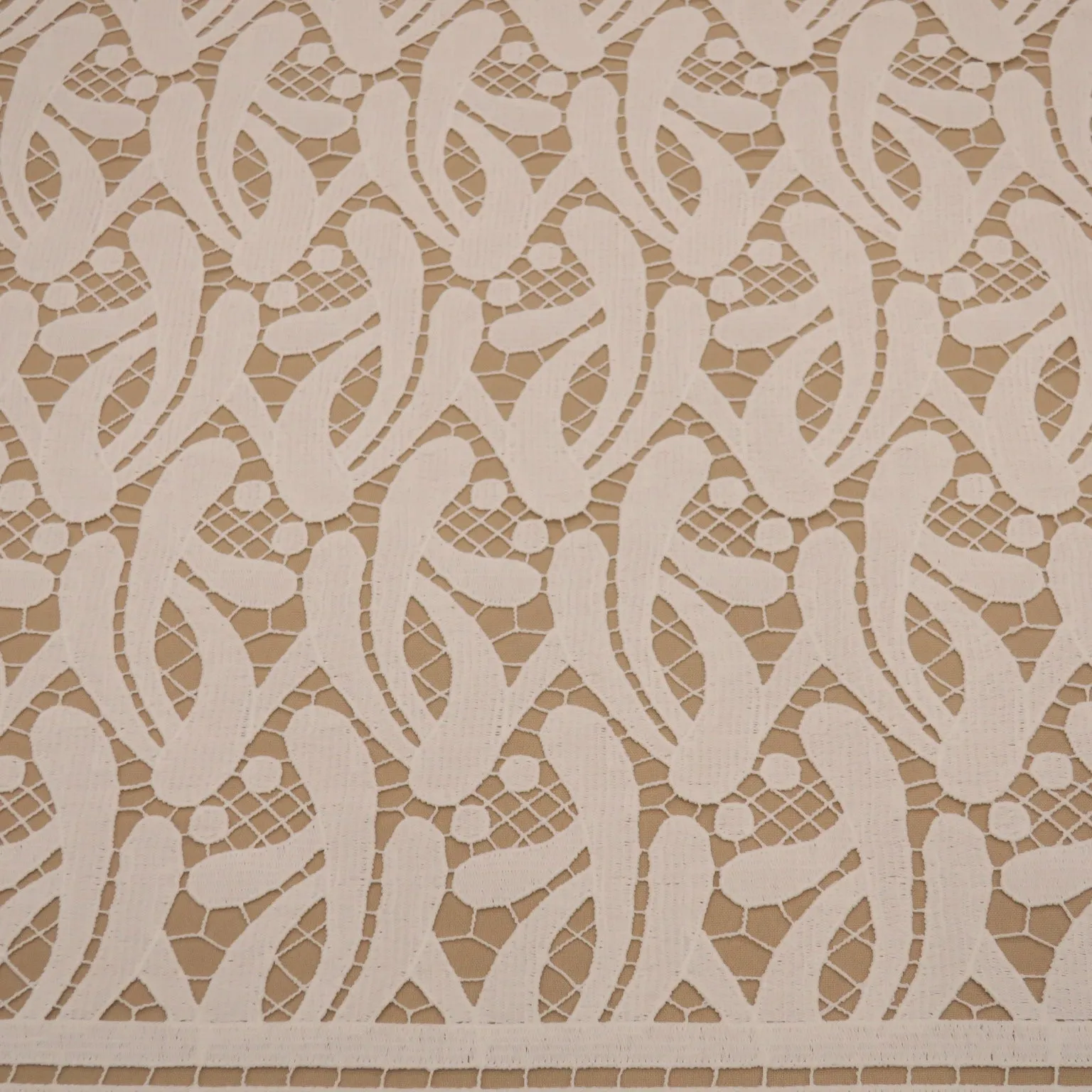 Ivory Abstract Embroidered Guipure Lace