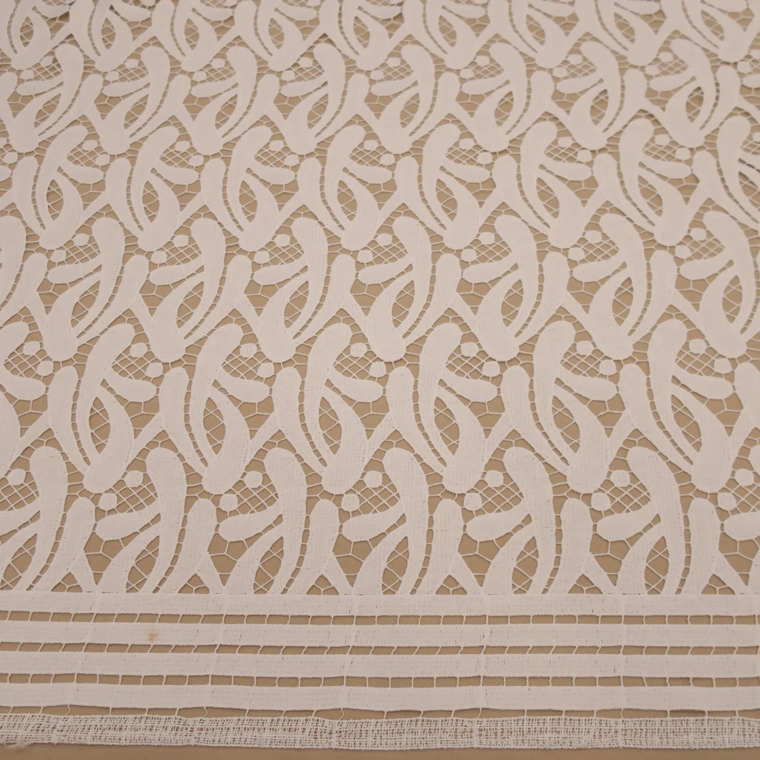 Ivory Abstract Embroidered Guipure Lace