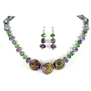 Kaleidoscope:  18" Crystal Necklace and Earring Set