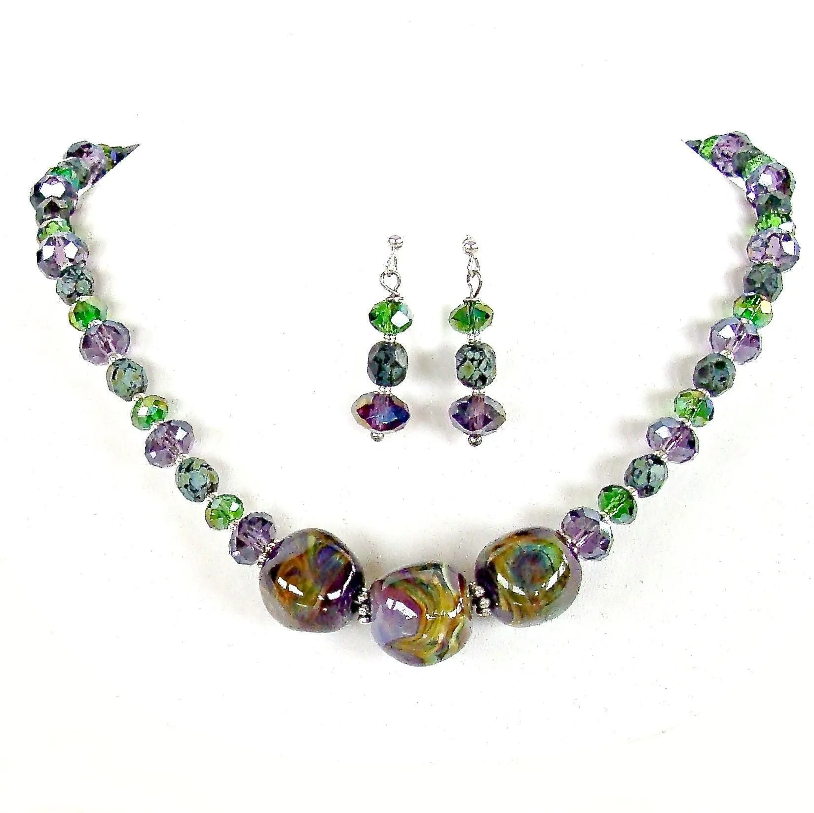 Kaleidoscope:  18" Crystal Necklace and Earring Set