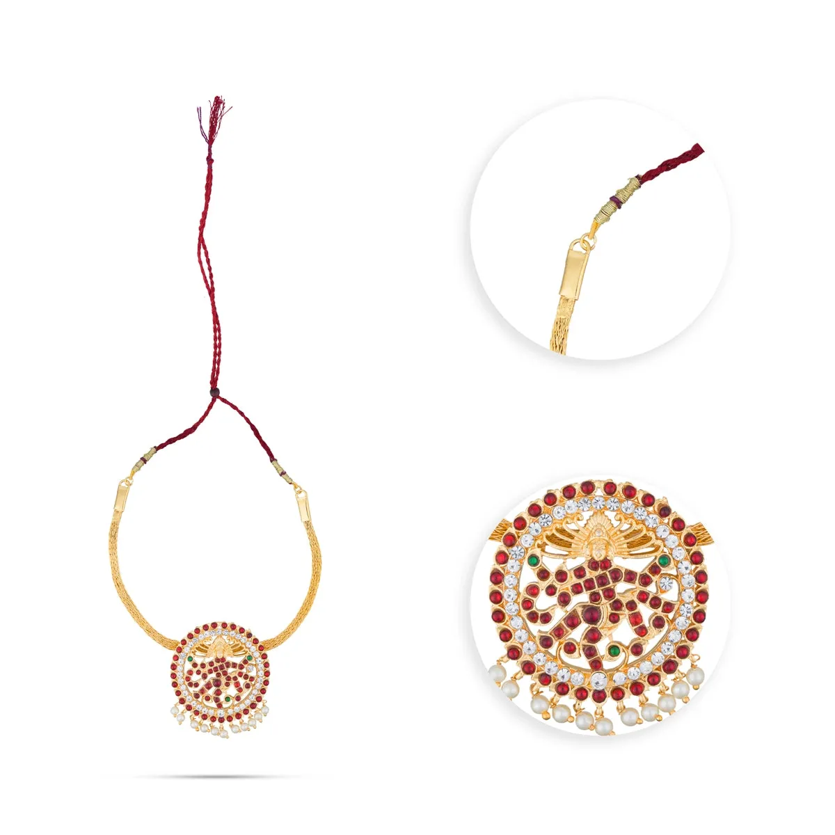 Kemp Jigani Necklace - 6 Inches | Stone Jewellery/ Multi Coloured Stone Necklace for Dance