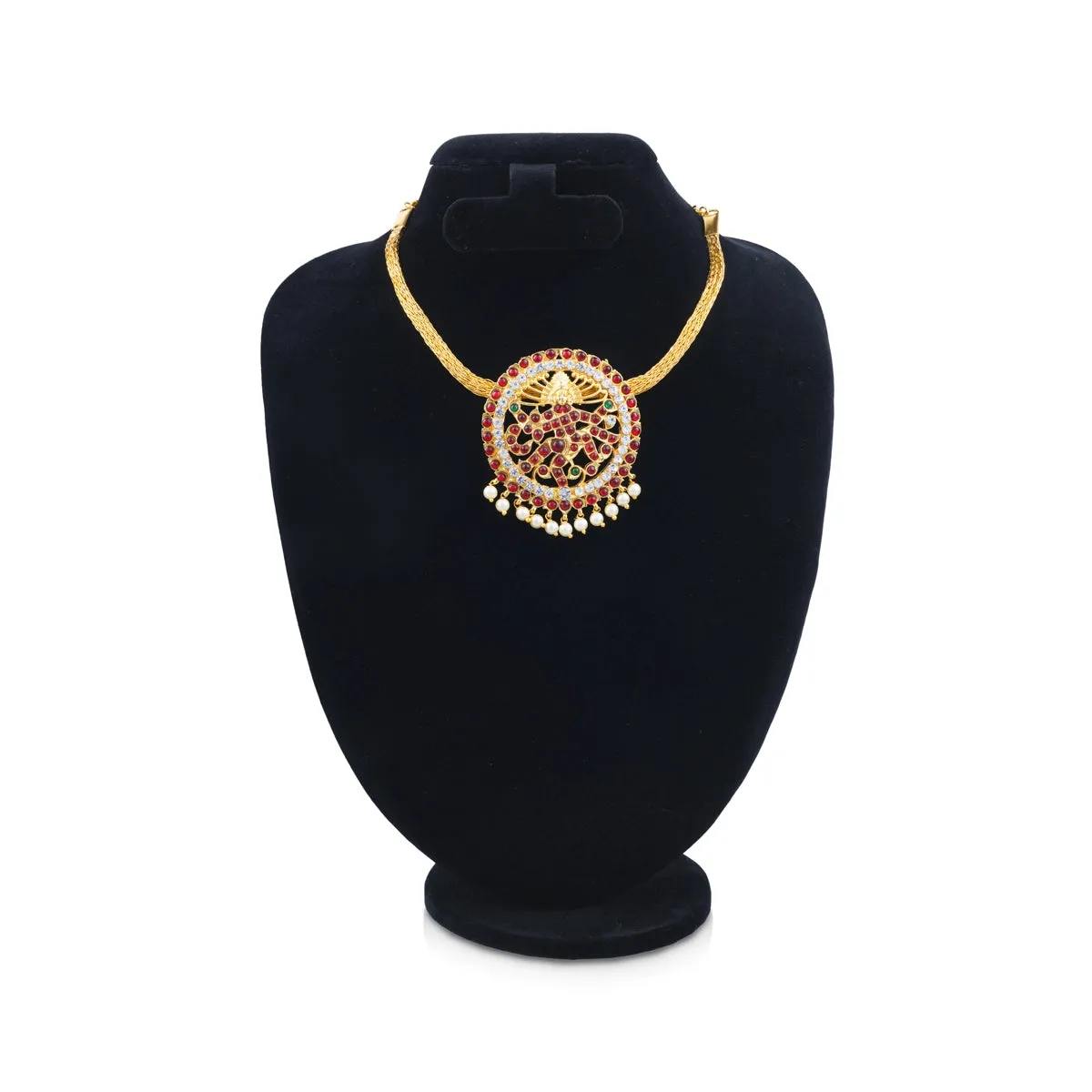 Kemp Jigani Necklace - 6 Inches | Stone Jewellery/ Multi Coloured Stone Necklace for Dance