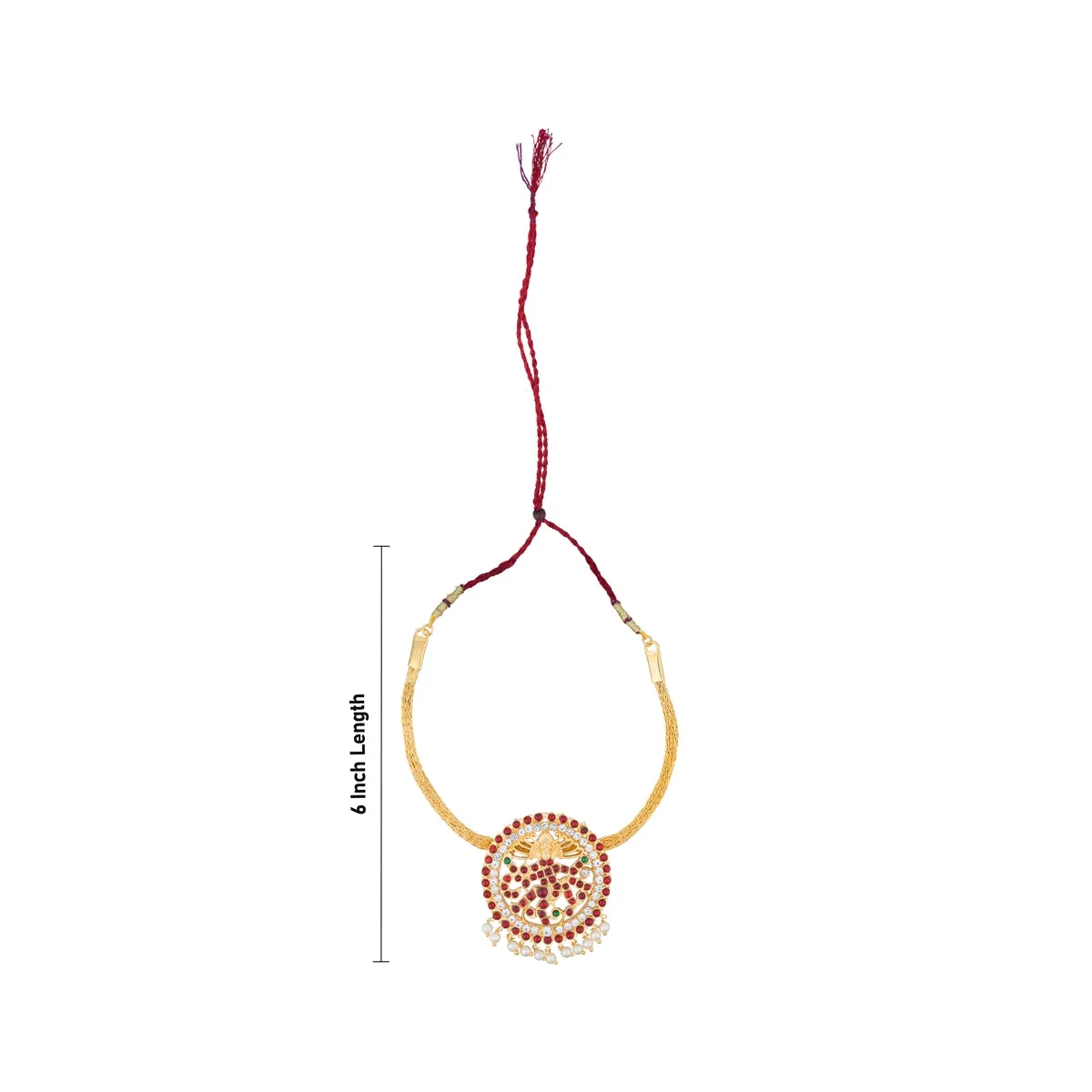 Kemp Jigani Necklace - 6 Inches | Stone Jewellery/ Multi Coloured Stone Necklace for Dance