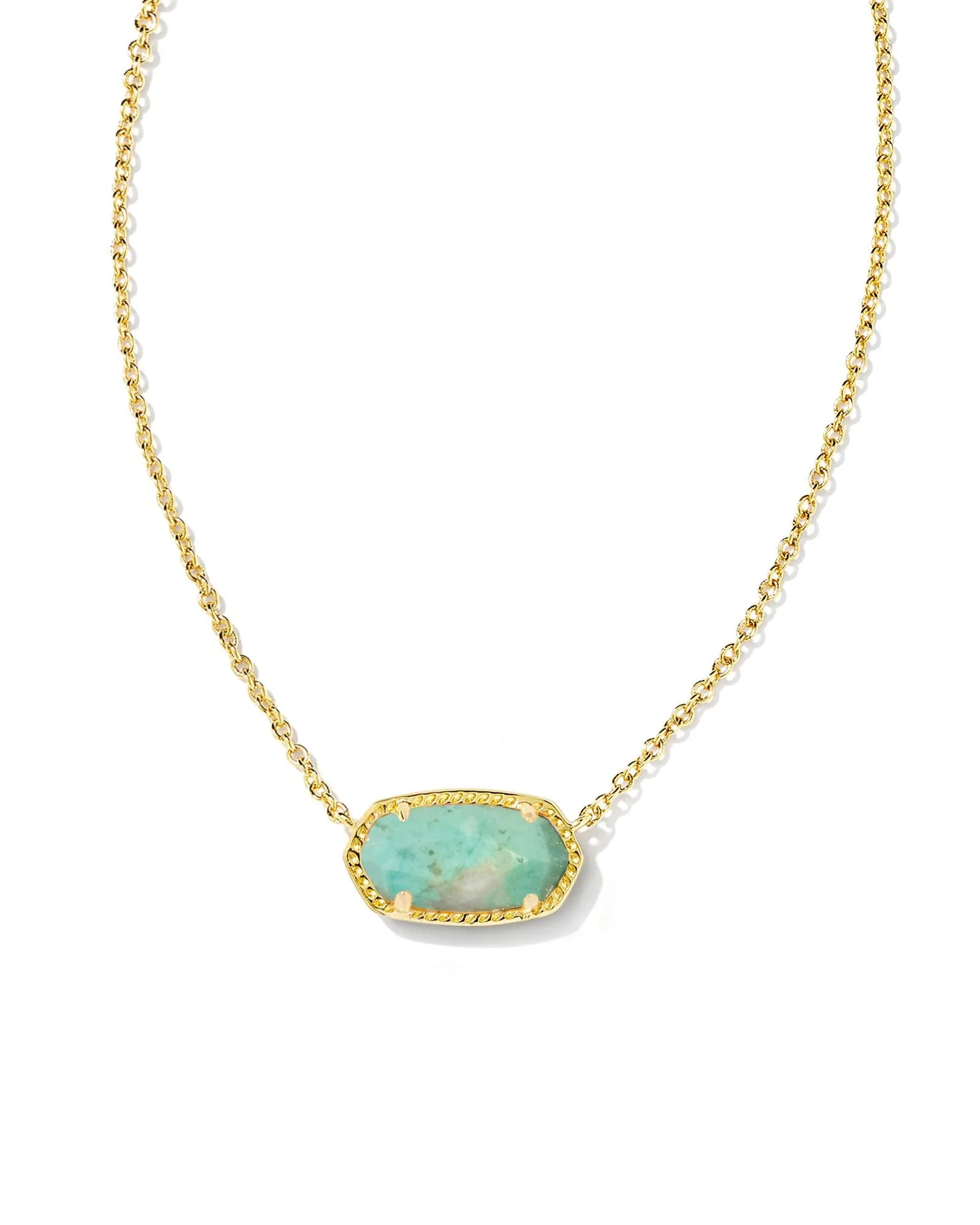 Kendra Scott - Elisa Short Pendant Necklace - Gold Sea Green Chrysocolla