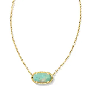 Kendra Scott - Elisa Short Pendant Necklace - Gold Sea Green Chrysocolla