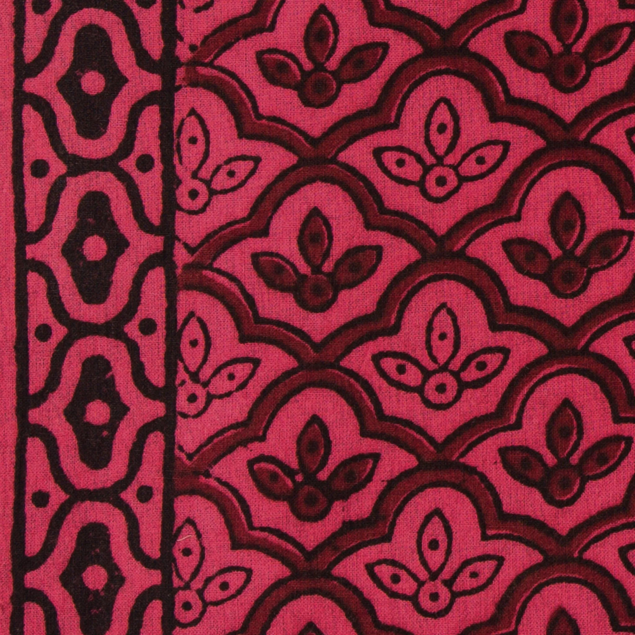 Maroon & Pink Bagh Hand Block Printed Cotton Fabric