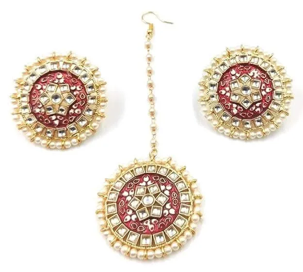 Meenakari designer kundan chokar marron color necklace with earrings