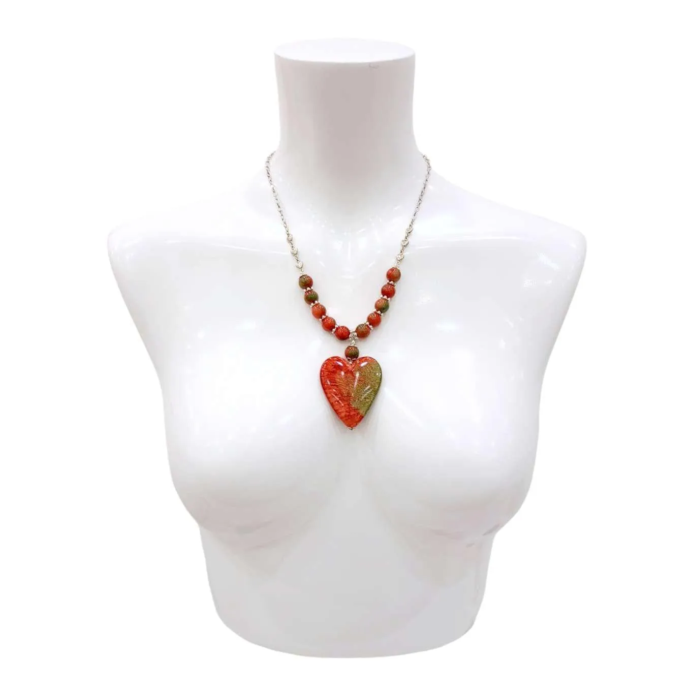 Necklace - Ceramic Heart (Red and Green) by Tiny Aloha