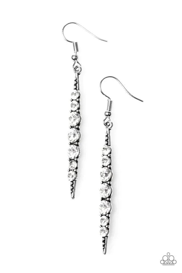 Paparazzi Earring ~ Sharp Dressed GLAM - White