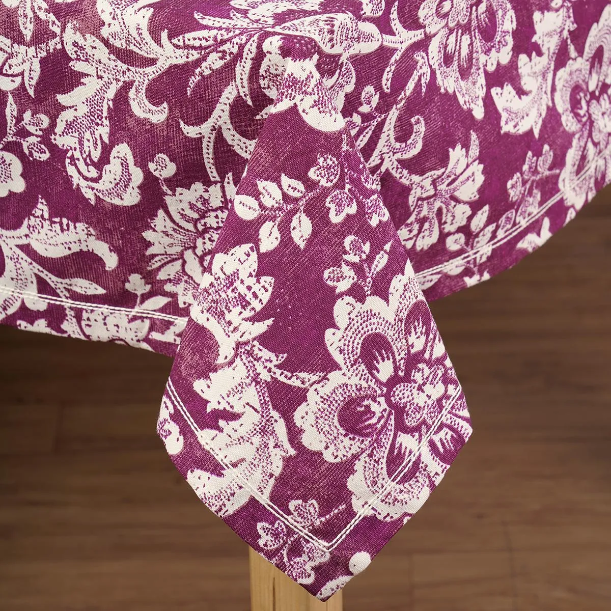 Plum DOMINOTERIE bold floral print cotton table cover, sizes available