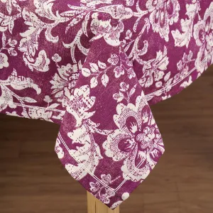 Plum DOMINOTERIE bold floral print cotton table cover, sizes available
