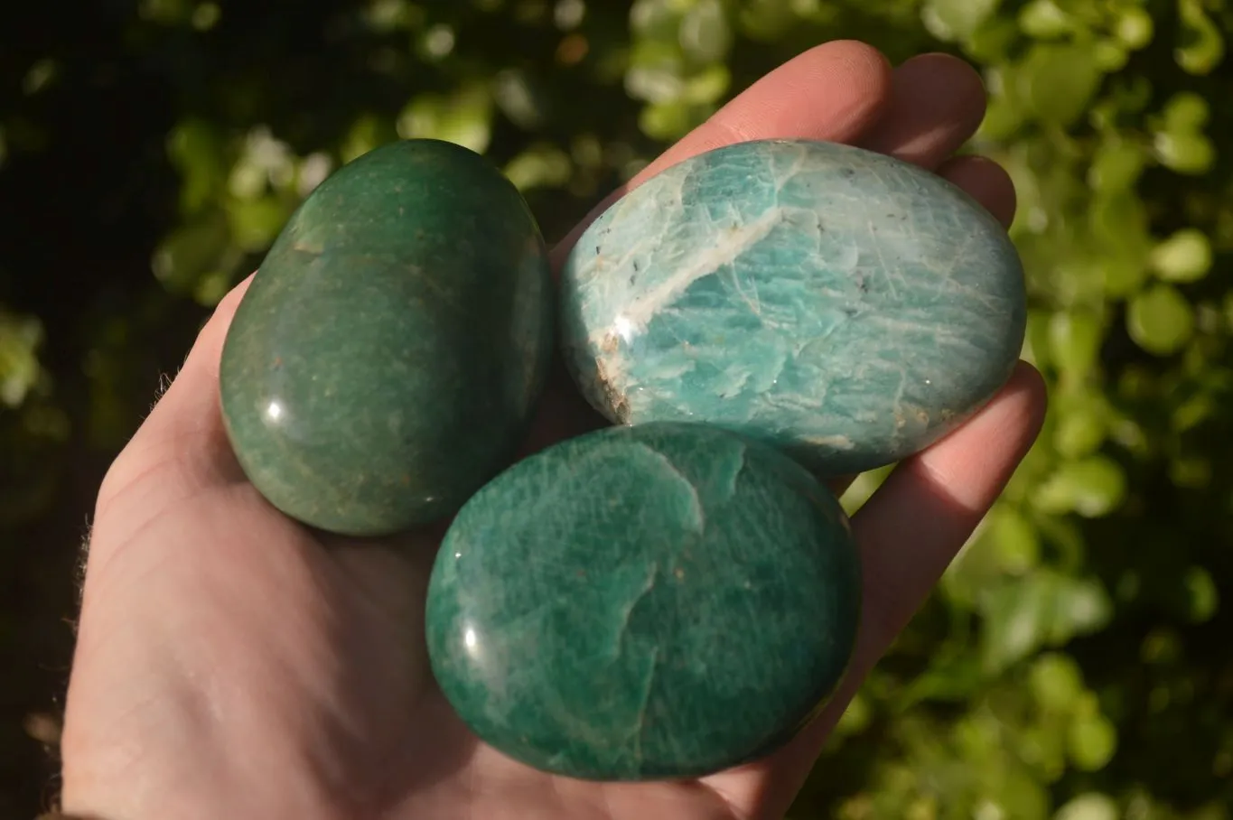Polished Amazonite Galet / Palm Stones x 12 From Ambositra, Madagascar