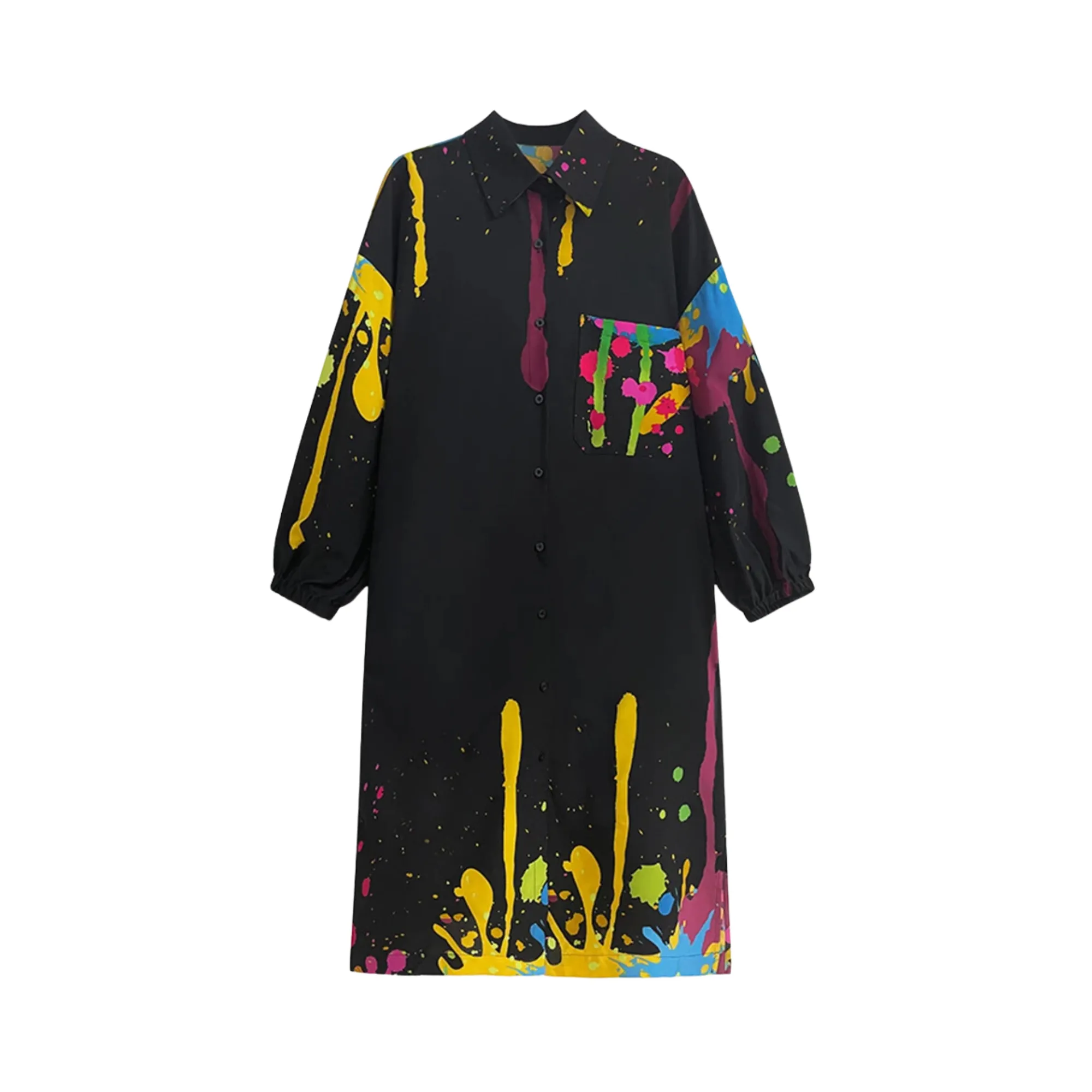 Pre Order:  Paint Drips Print Midi Dress