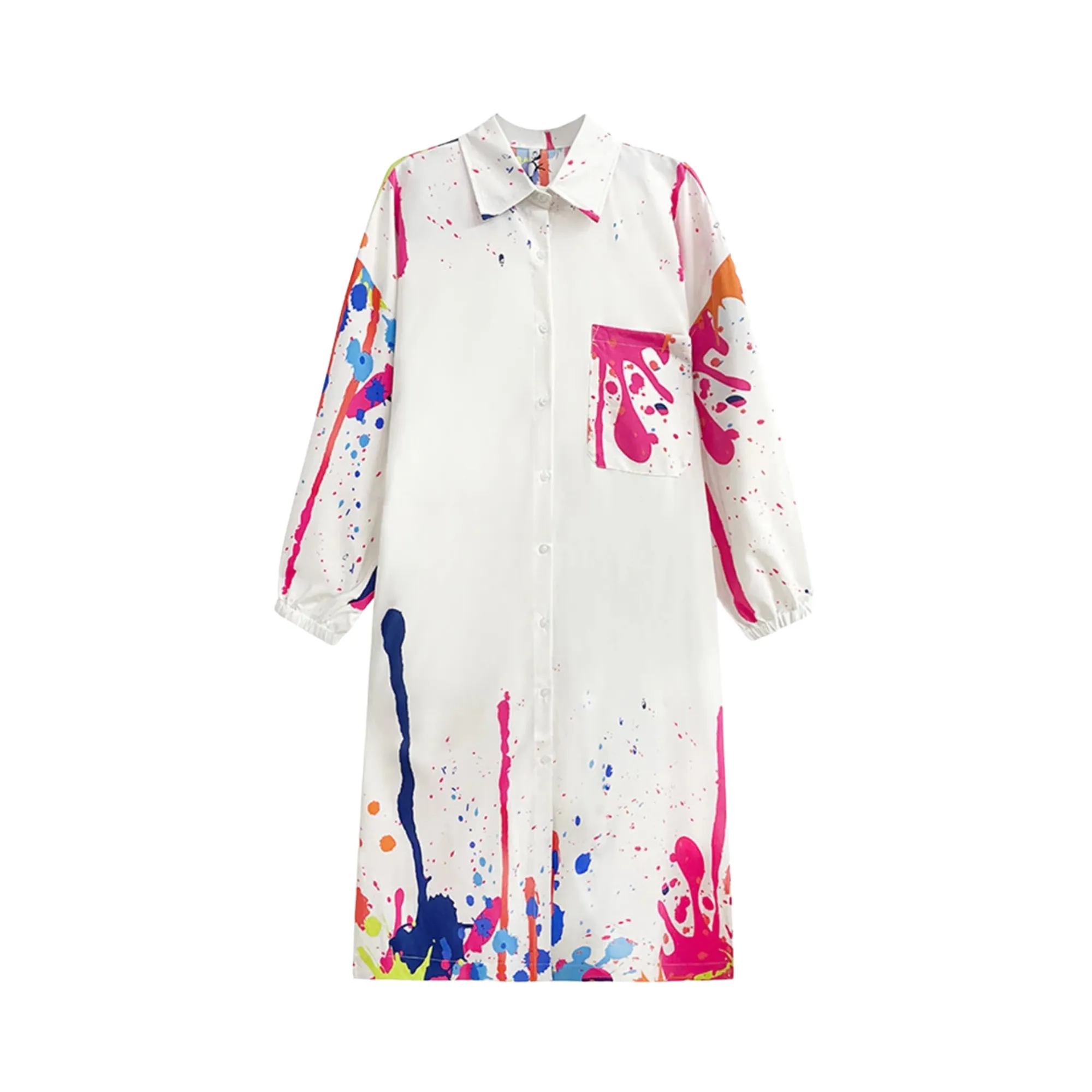 Pre Order:  Paint Drips Print Midi Dress