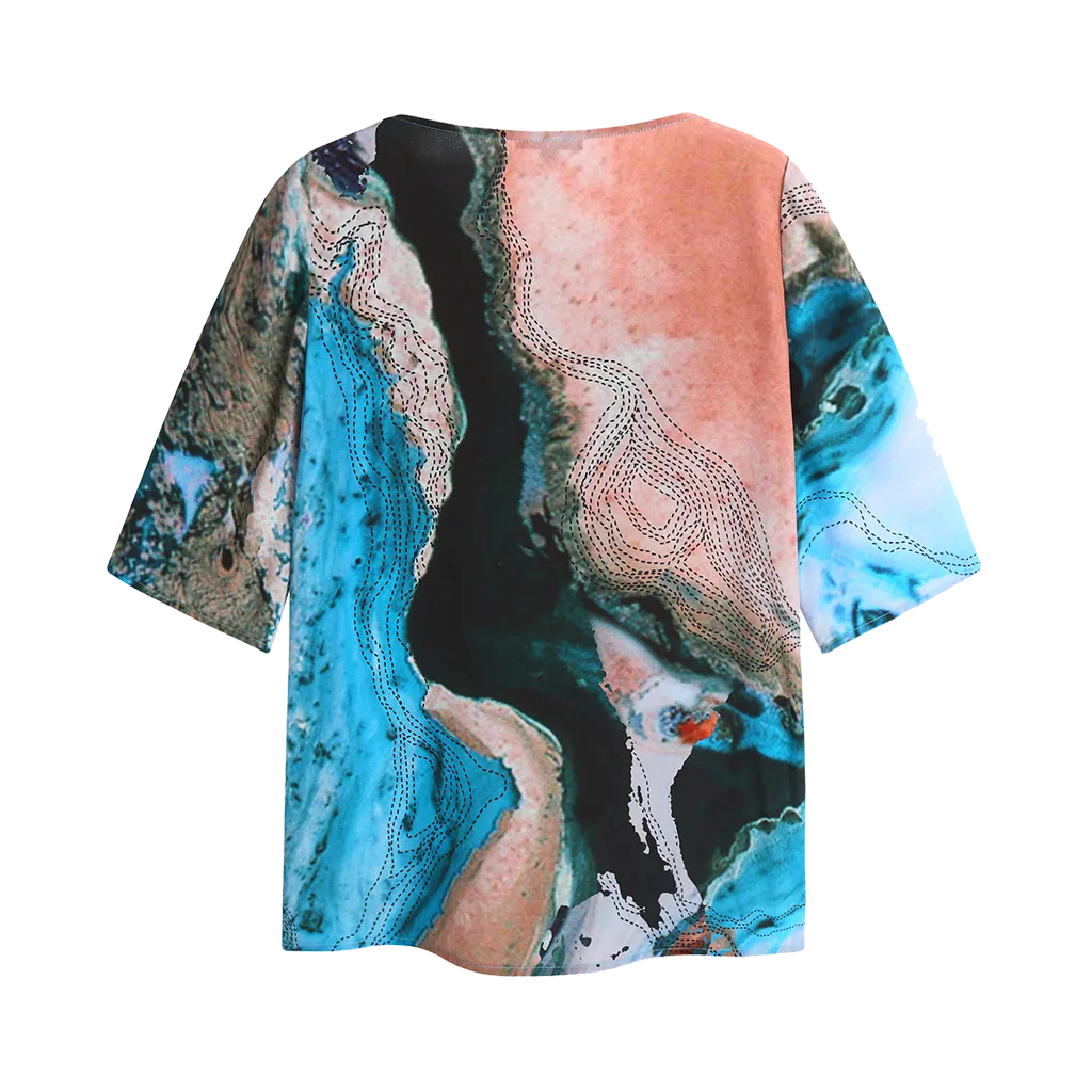Printed Silk Tee Top