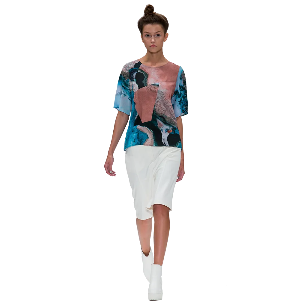 Printed Silk Tee Top