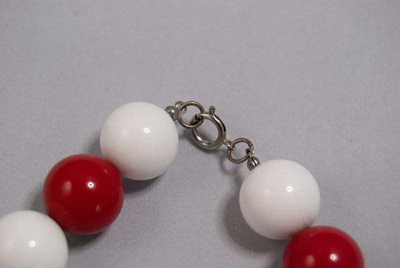 Red, white, and blue beaded cluster necklace