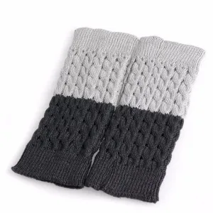 Reversible Gray Or Charcoal Boot Cuffs Cable Knit Two Tone Boho Boot Toppers One Size