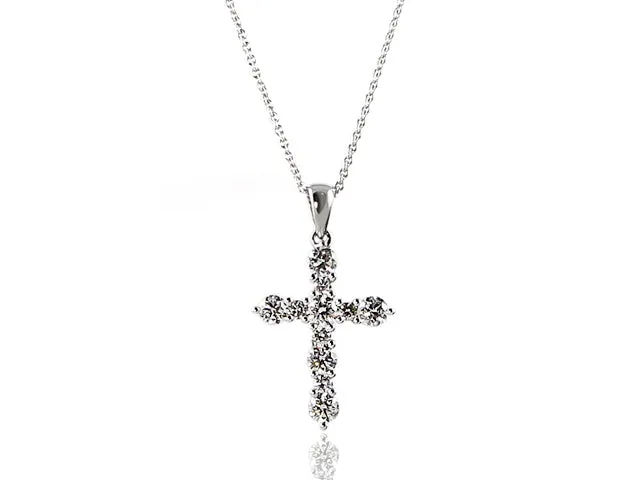 Round Diamond Cross Pendant 0.92ct t.w.