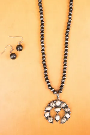 SALE! White Naja Silver Navajo Inspired Pearl Necklace and Earring Set