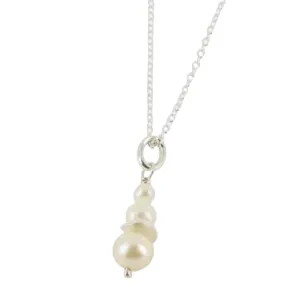 Three Pearl and Sterling Silver Drop Necklace